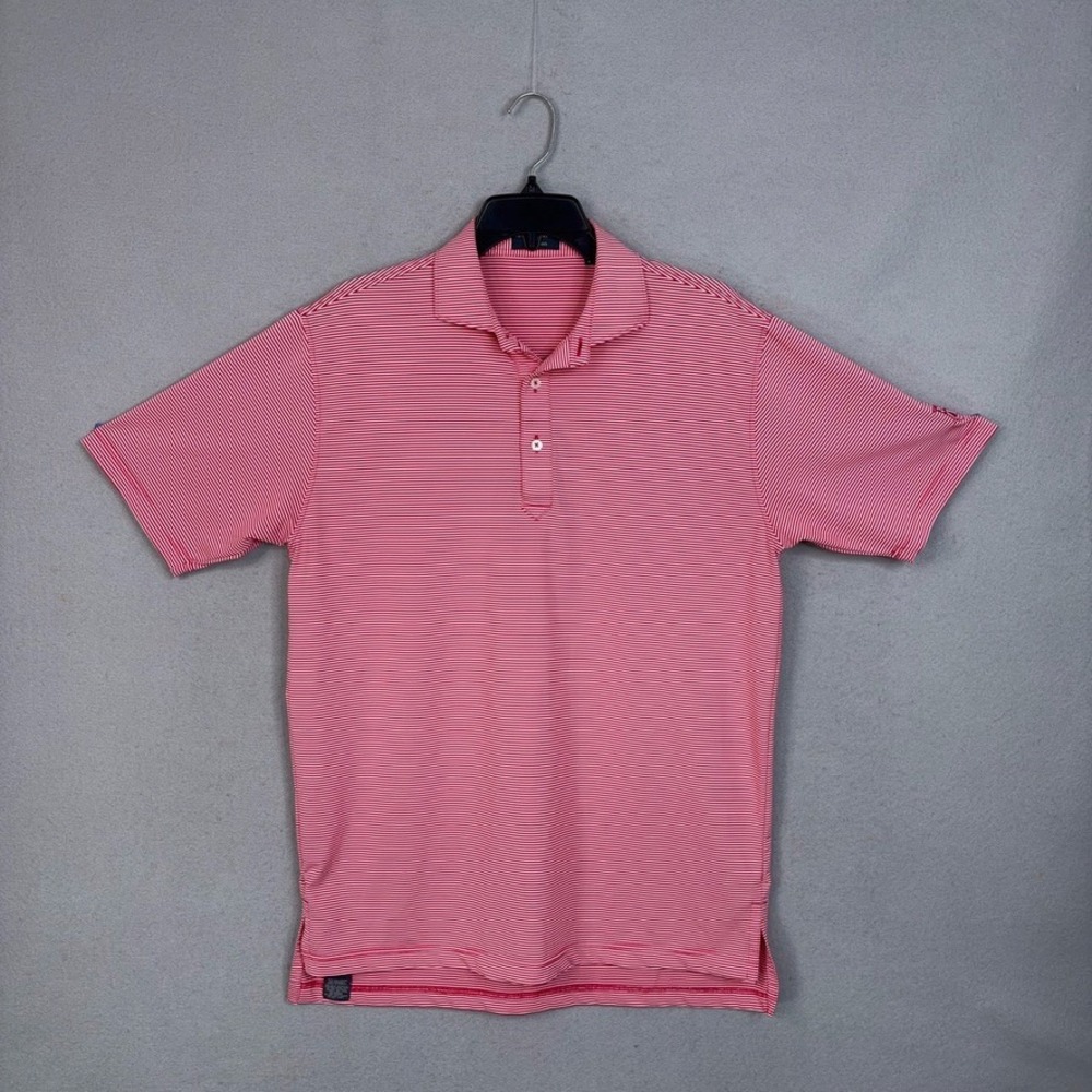 Turtleson Polo Shirt Mens Medium Red Striped Performance Golf Preppy Classic
